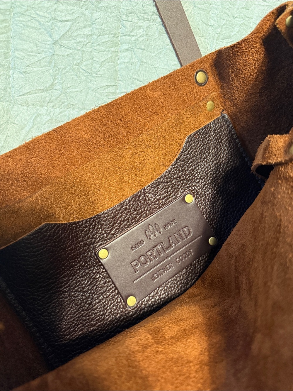 Portland Leather Brown Pebbled Leather Shoulder Tote - Picture 2 of 5